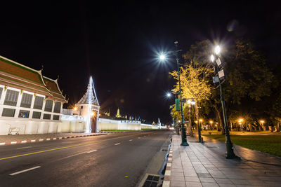 Light trails on road at night