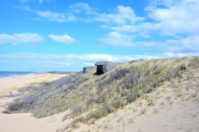 Scenic view of landscape against cloudy sky