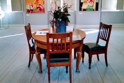 Empty chairs and tables at home