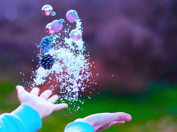 Low angle view of person bubble bubbles