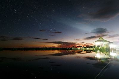 Scenic view of sea against sky at night