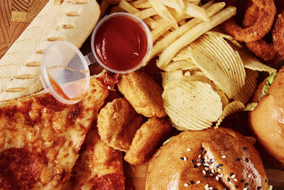 High angle view of bread in container