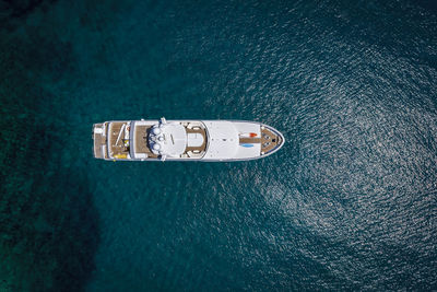 Aerial view of boat in sea