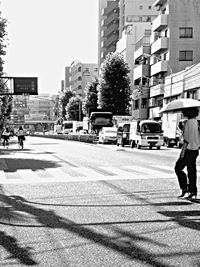 Man walking on city street