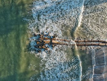 High angle view of people in sea