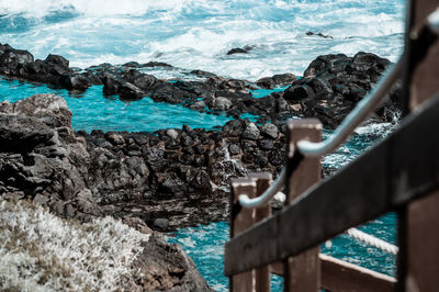 Scenic view of rocks on beach