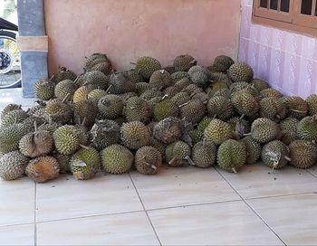 Stack of fruits for sale in market