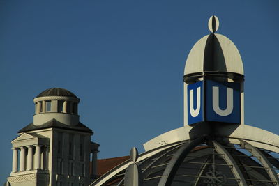 Low angle view of building against clear sky