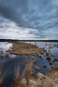 Scenic view of lake against sky