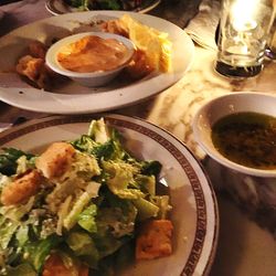 High angle view of meal served on table