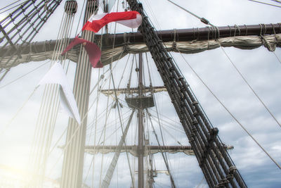 Low angle view of sailboat against sky