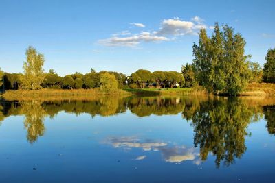 Scenic view of lake against sky