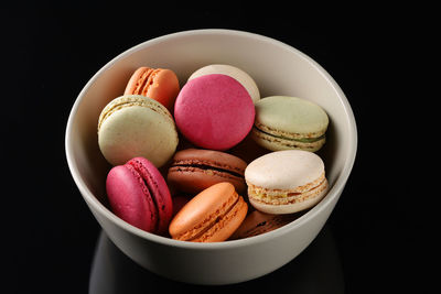 Close-up of macaroons in plate