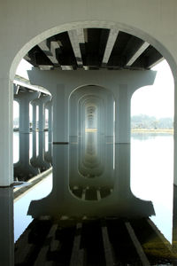 Archway of building seen through window