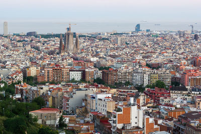 High angle view of buildings in city