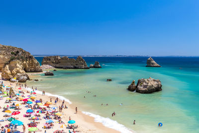 High angle view of people on beach