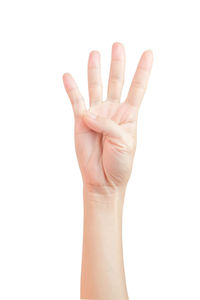 Close-up of human hand against white background