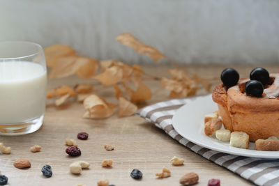 Close-up of breakfast on table