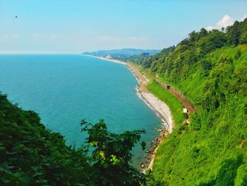 High angle view of sea against sky