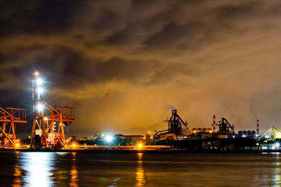 Night rain clouds and night views of factories