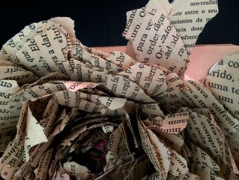 Close-up of torned papers