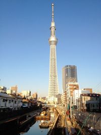 Cityscape against clear sky