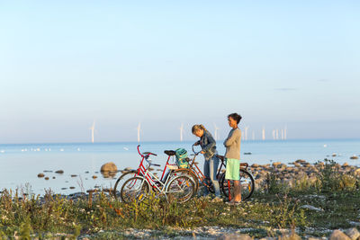 Mother with daughter at coast, oland, sweden