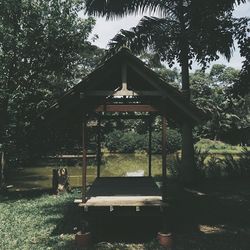 Gazebo in park against sky