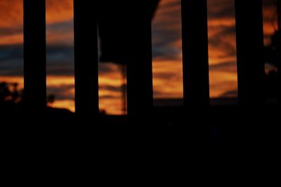 Close-up of window at sunset