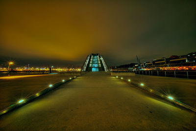 Light trails on road at night