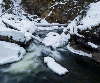 Frozen river stream during winter