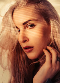 Close-up portrait of beautiful young woman