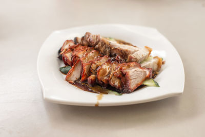 High angle view of meal served in plate