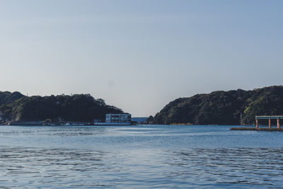 Scenic view of sea against clear sky