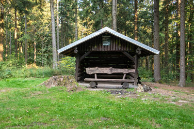 Log cabin in forest