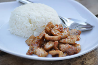 Close-up of meal served in plate