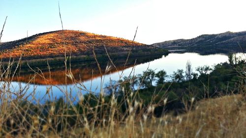 Scenic view of lake against sky
