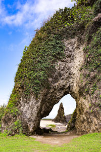 Low angle view of rock formations