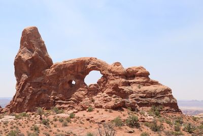 Rock formation against clear sky