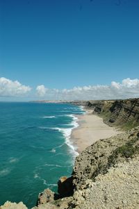 Cliffs by sea against sky