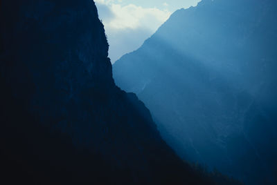 Low angle view of silhouette mountain against sky