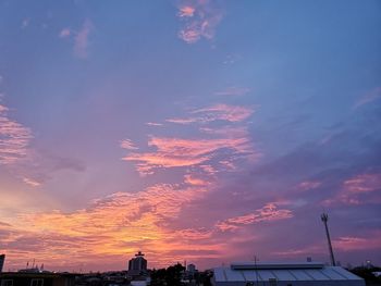 Low angle view of silhouette buildings against sky during sunset