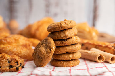 Close-up of cookies on table