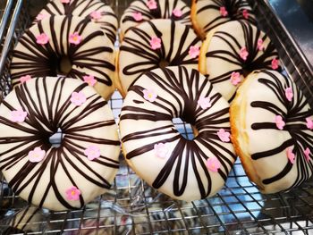 High angle view of multi colored umbrellas on display
