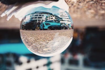 Close-up of glass of building