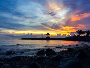 Scenic view of sea at sunset