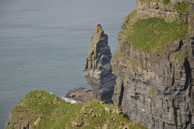 High angle view of rock formation amidst sea