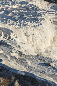 Panoramic view of travertine terraces