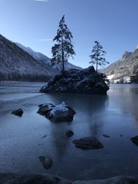 Scenic view of snowcapped mountain against sky