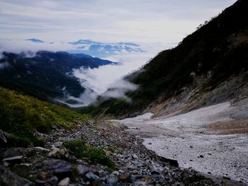 Scenic view of mountains against sky
